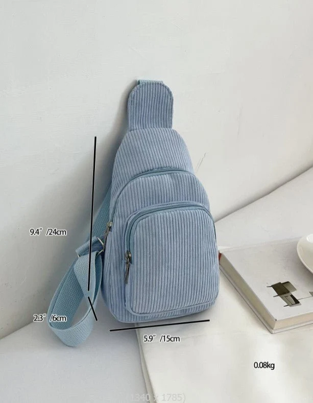 Elegant Crossbody Taske i Cord med Praktiske Rum