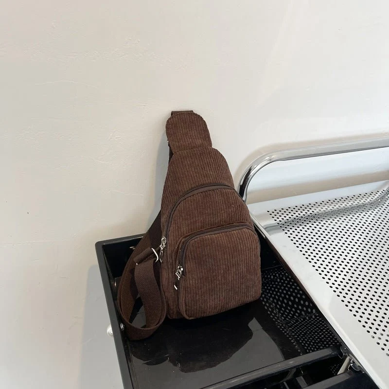 Elegant Crossbody Taske i Cord med Praktiske Rum