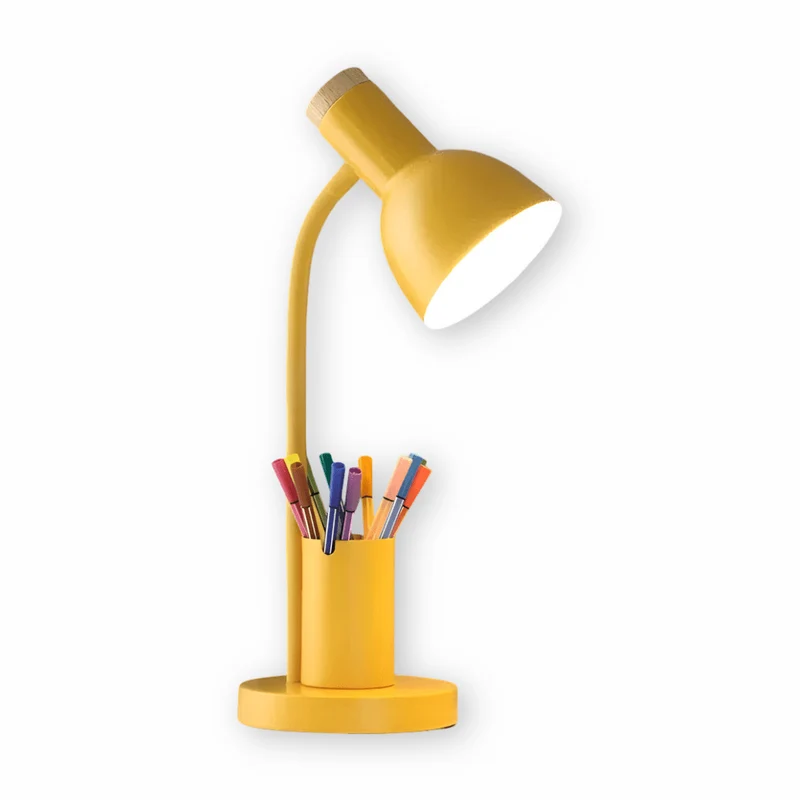 Elegant LED Bordlampe med Stiftholder - Ideel til Arbejdspladsen