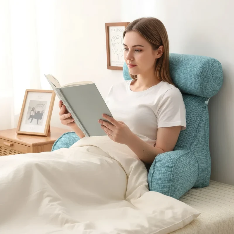 Ergonomisk Læsepude med Sidelomme – Komfort i Sengen