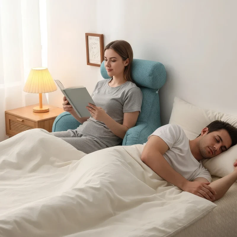 Ergonomisk Læsepude med Sidelomme – Komfort i Sengen