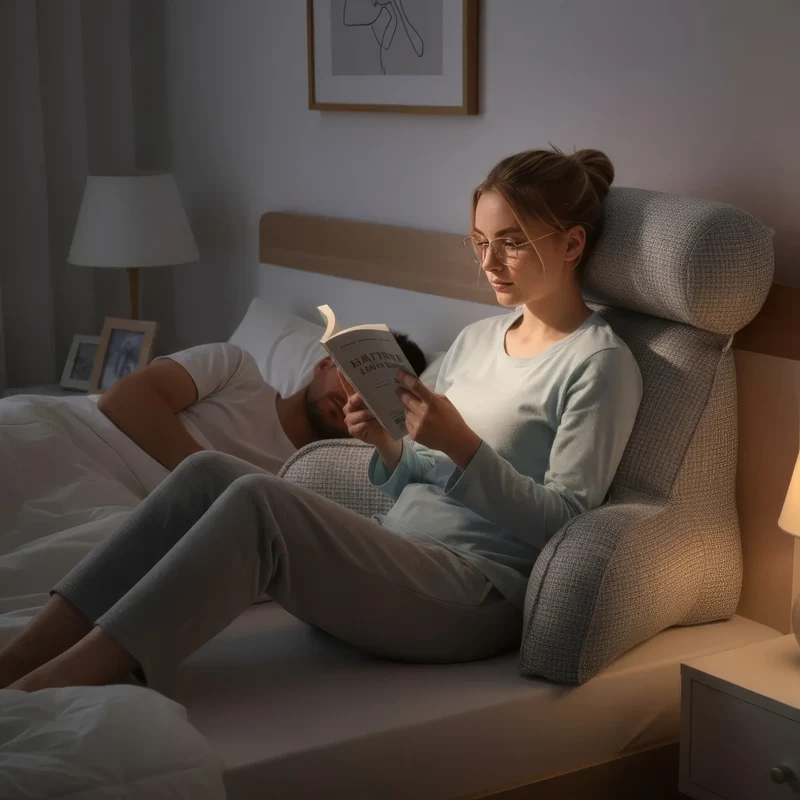 Ergonomisk Læsepude med Sidelomme – Komfort i Sengen
