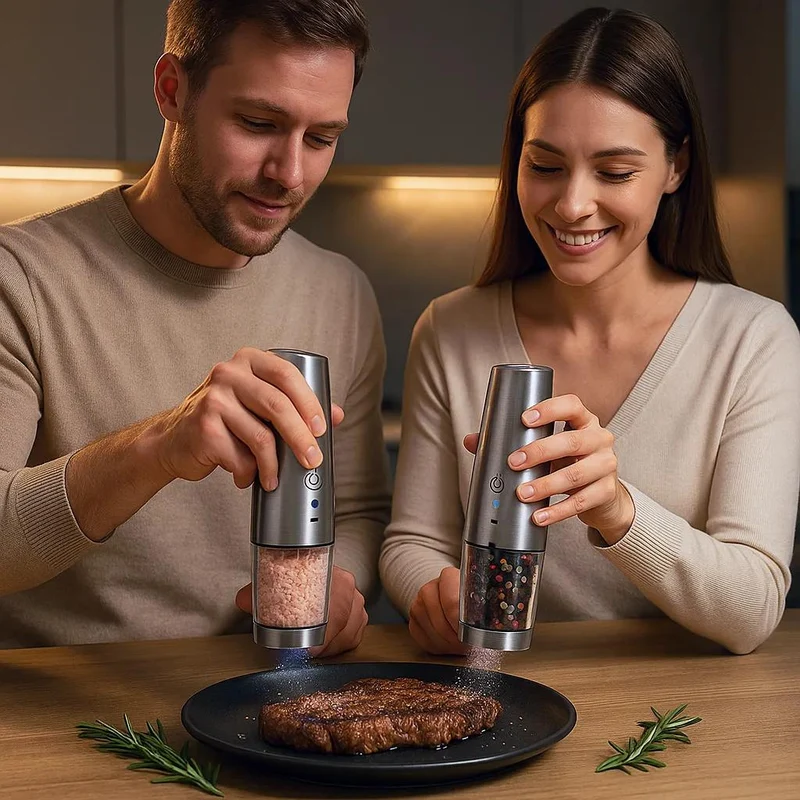 Elektrisk Salt- og Peberkværn med Justerbar Grovhed, USB-opladning