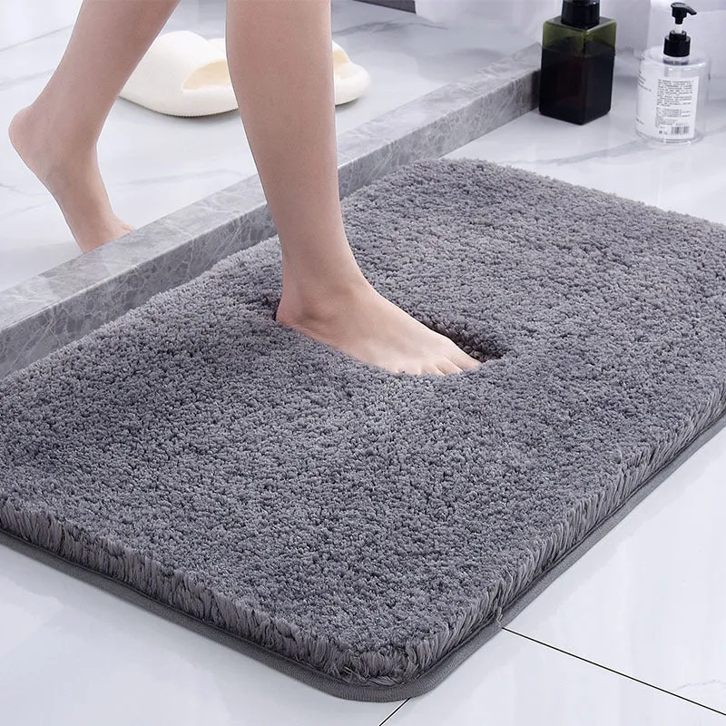 Ultra-blød badeværelsesmåtte i mikrofiber med skridsikker bund