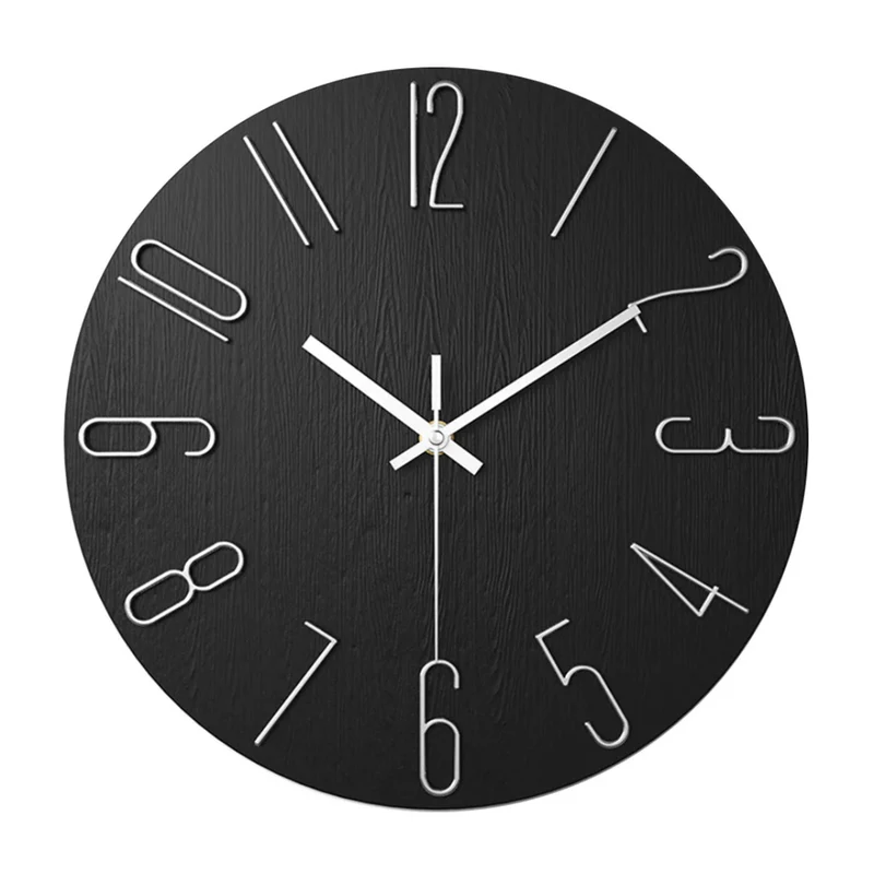 Støjfri Vægur i Træ - Minimalistisk Design til Stuen