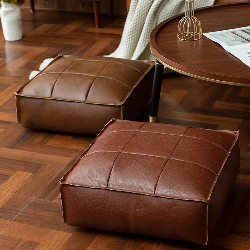 Elegant Pouf i Kunstlæder med Netmønster – Stilfuld Komfort