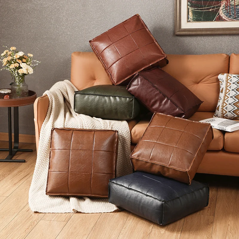 Elegant Pouf i Kunstlæder med Netmønster – Stilfuld Komfort