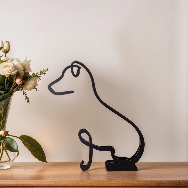 Elegant Hundestatue i Jern – Unik Dekoration til Dit Hjem
