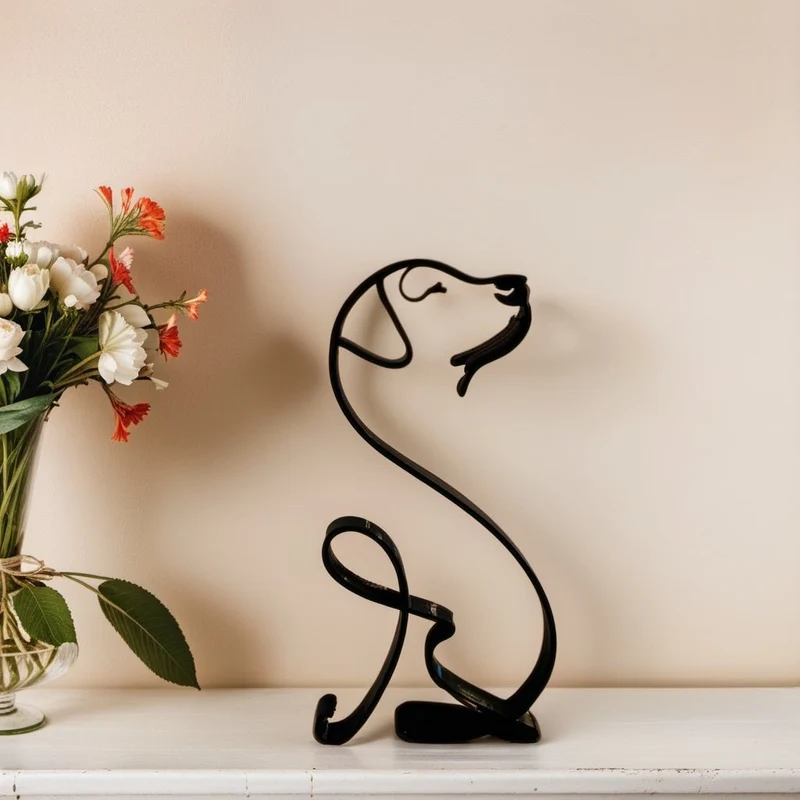 Elegant Hundestatue i Jern – Unik Dekoration til Dit Hjem