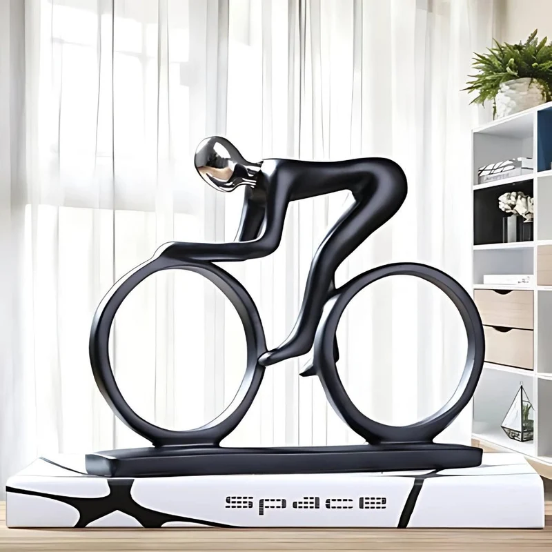 Elegant Cykelrytter Skulptur i Harpiks - Tilføj Stil og Passion