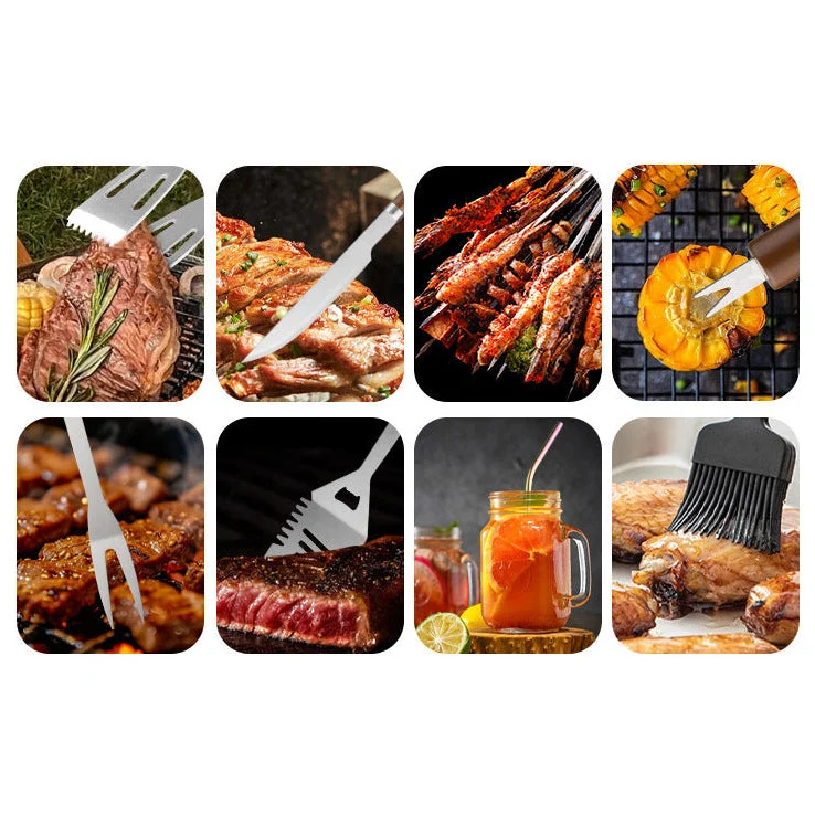 Grillmesterens Rustfri Stål Grilltilbehørssæt – 22 Dele