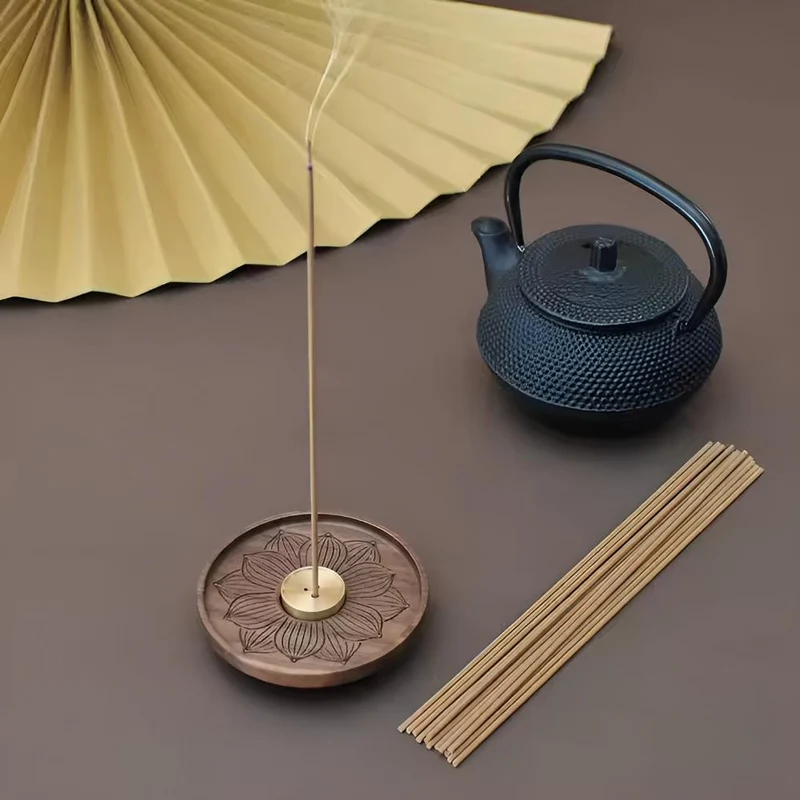 Stilfuld Røgelsesholder i Træ og Kobber - For Zen og Harmoni