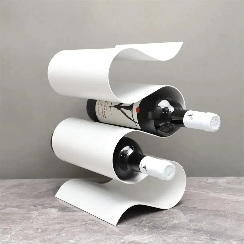 Elegant Vinreol i Metal med Pladsbesparende S-Design