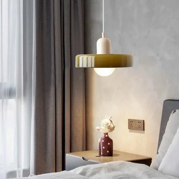 Farverig Glashængelampe med Moderne Bauhaus-Design