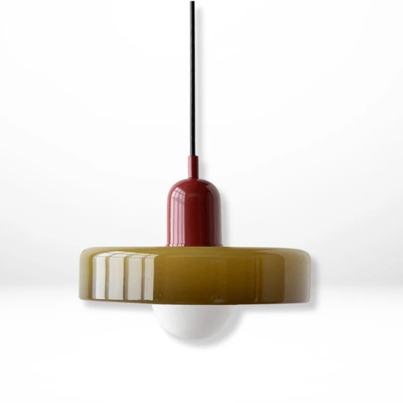 Farverig Glashængelampe med Moderne Bauhaus-Design