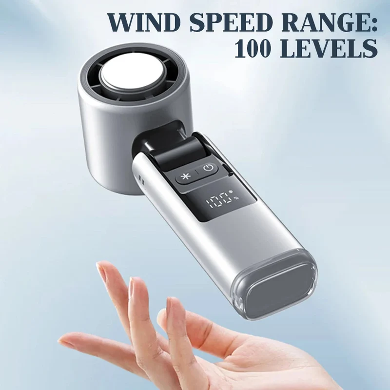 Kraftfuld Mini Håndventilator med Digitalt Display & 4000mAh Batteri