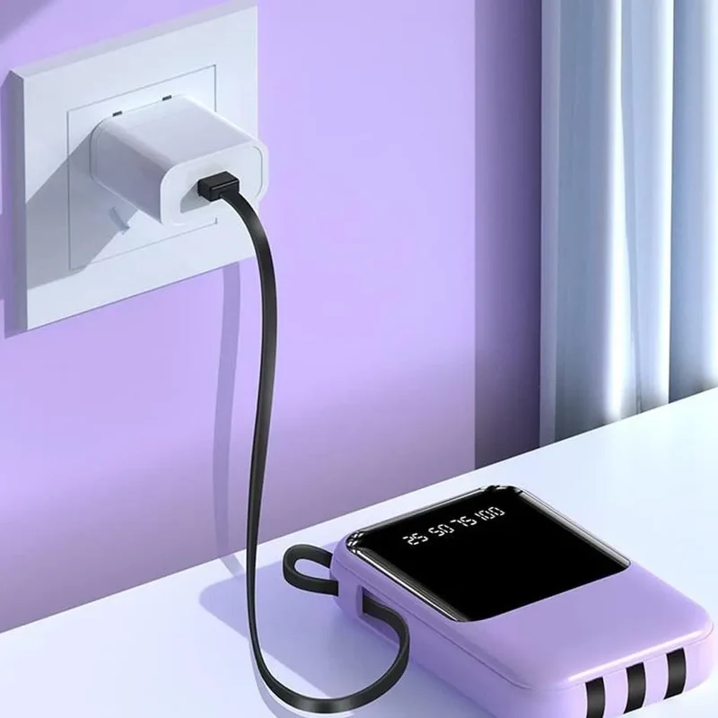 Kompakt Powerbank 10000mAh med Hurtigopladning & LED Display