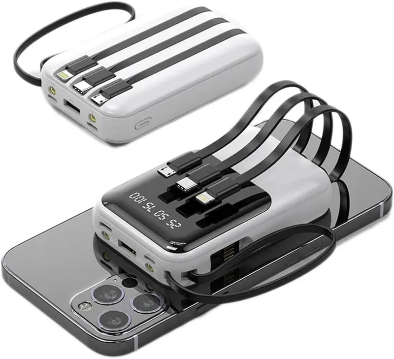 Kompakt Powerbank 10000mAh med Hurtigopladning & LED Display