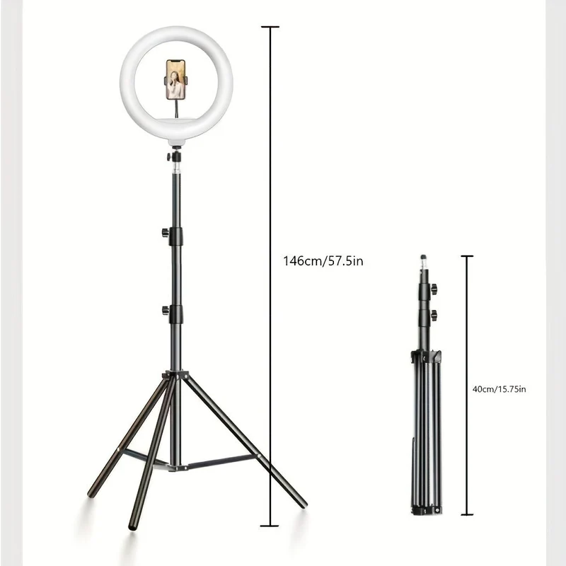 LED Ringlys med Justerbar Stativ – Perfekt Belysning til Video
