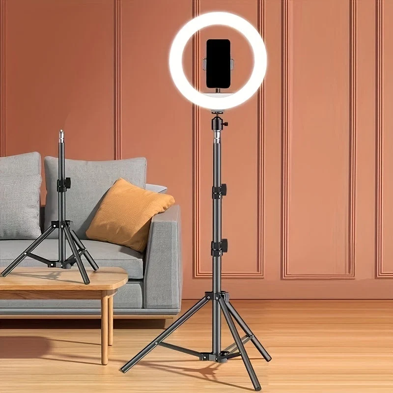 LED Ringlys med Justerbar Stativ – Perfekt Belysning til Video