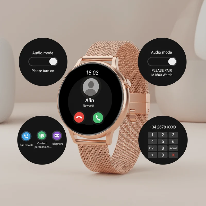 Elegant Smartwatch til Kvinder med Milanese Rem og Touchskærm