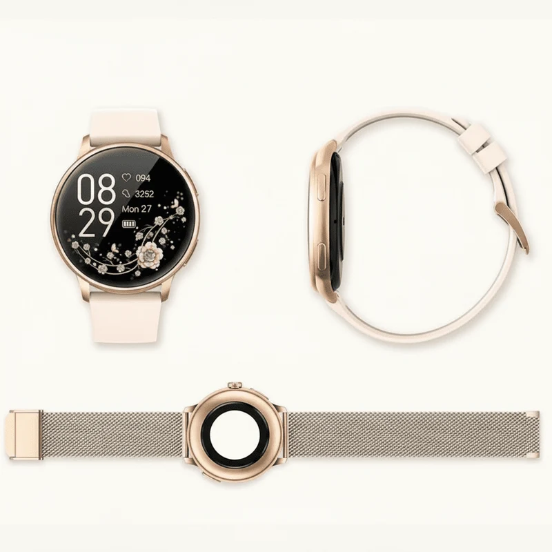 Elegant Smartwatch til Kvinder med Milanese Rem og Touchskærm