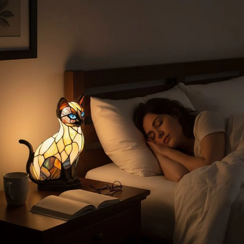 Dekorativ Bordlampe med Kattemotiv – Skab Hygge og Stil