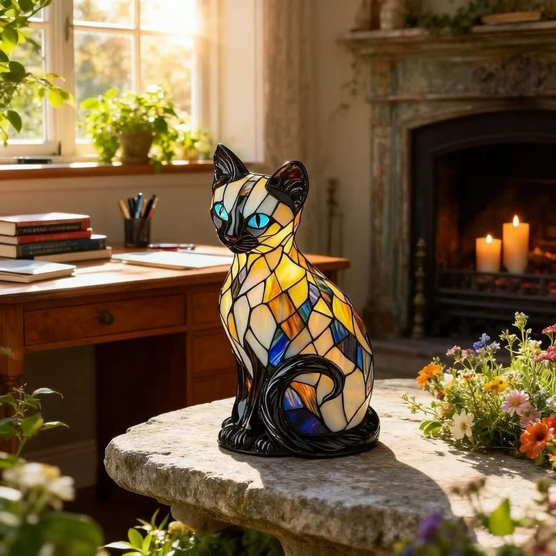 Dekorativ Bordlampe med Kattemotiv – Skab Hygge og Stil