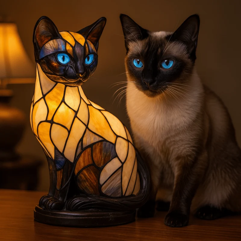 Dekorativ Bordlampe med Kattemotiv – Skab Hygge og Stil
