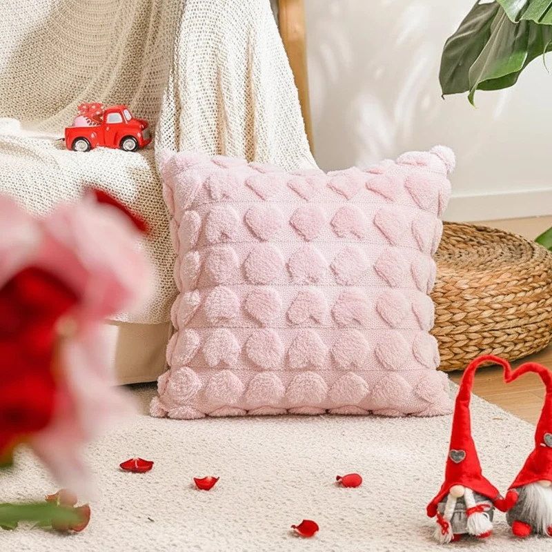 Romantiske Pudebetræk med Hjerte Mønster – Perfekt til Valentinsdag