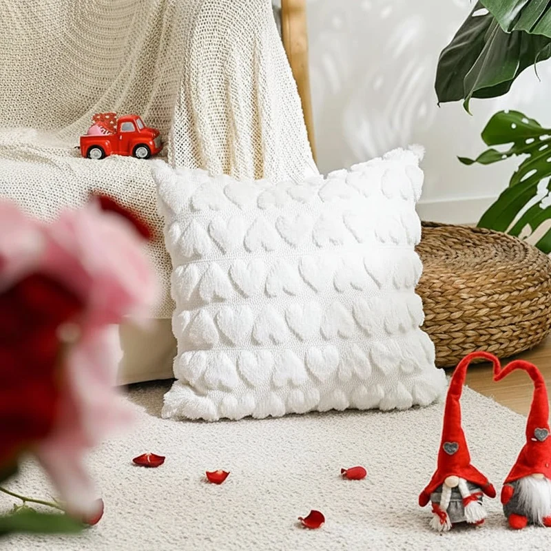 Romantiske Pudebetræk med Hjerte Mønster – Perfekt til Valentinsdag