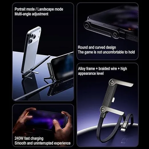USB C Opladningskabel med Indbygget Telefonholder