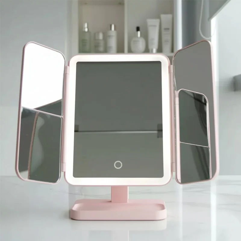 Sammenklappeligt LED Makeup Spejl med Justerbar Belysning