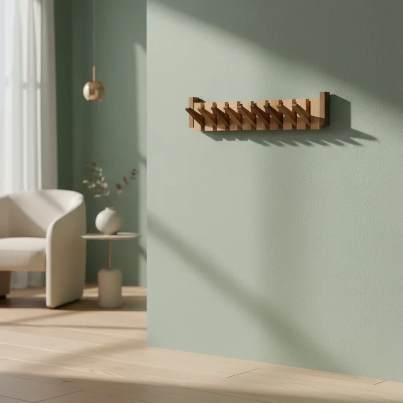 Elegant Vægmonteret Knagerække i Træ – Pladsbesparende Design