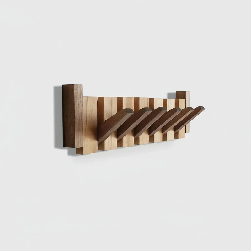 Elegant Vægmonteret Knagerække i Træ – Pladsbesparende Design