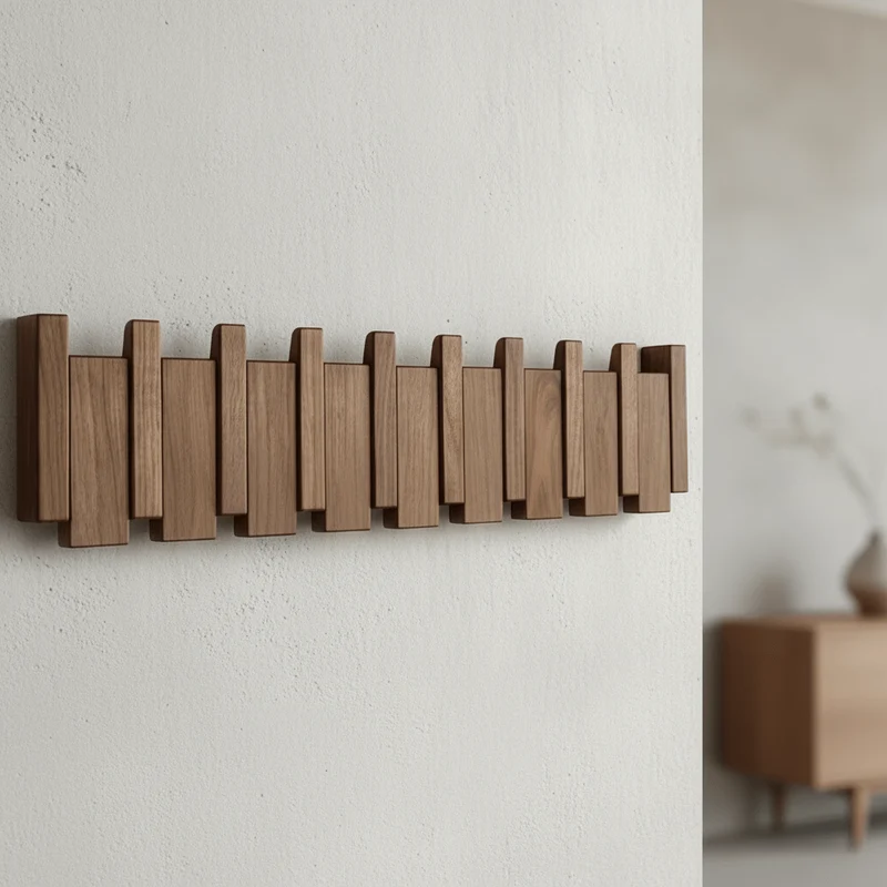 Elegant Vægmonteret Knagerække i Træ – Pladsbesparende Design