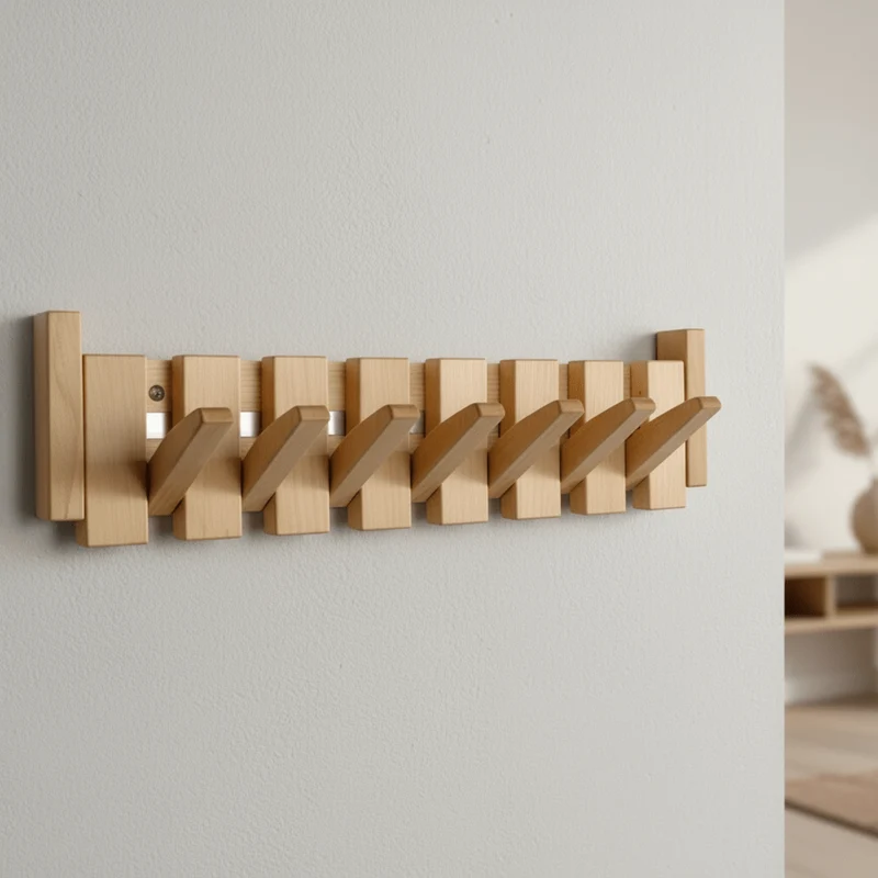 Elegant Vægmonteret Knagerække i Træ – Pladsbesparende Design