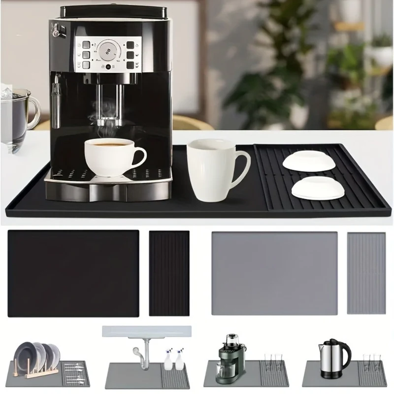 Silikone Kaffebarmåtte med Drænsystem - Holder Rent & Tørt