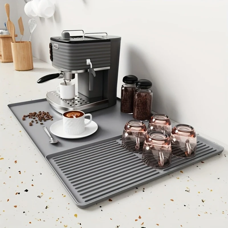 Silikone Kaffebarmåtte med Drænsystem - Holder Rent & Tørt