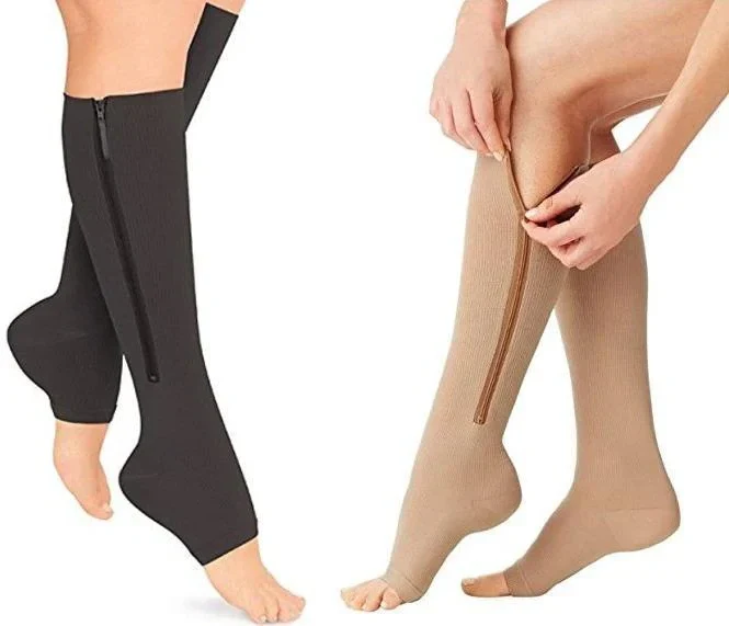 Unisex Kompressionsstrømper med Lynlås - Komfort og Støtte