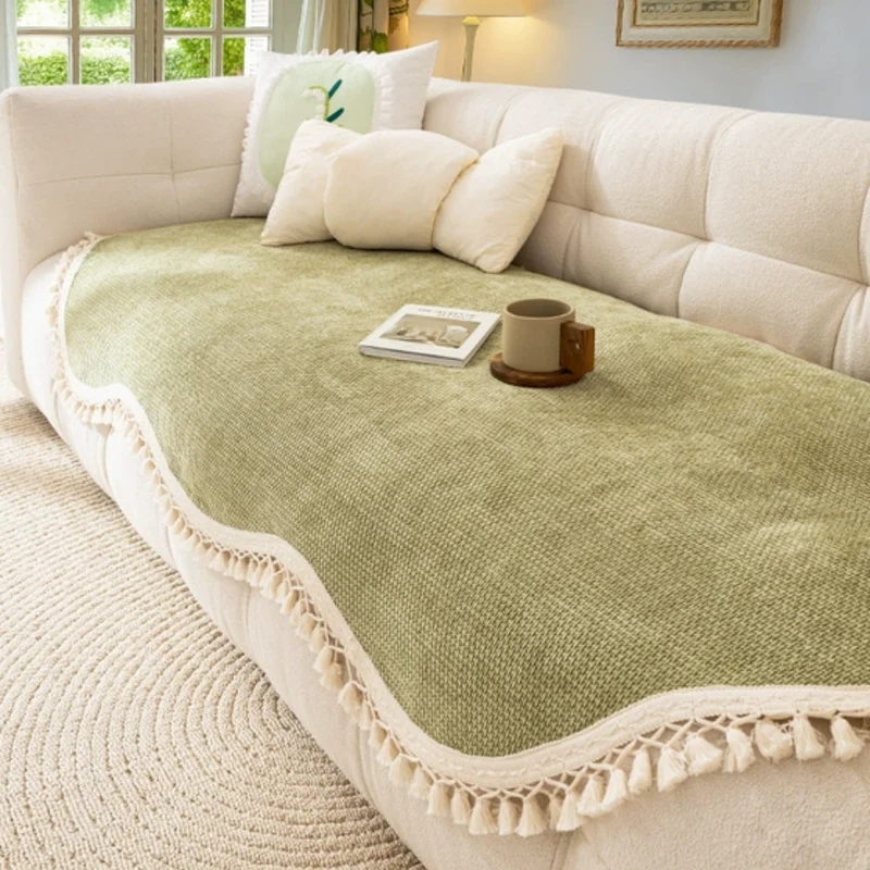 Elegant Sofaovertræk i Chenille med Moderne Quaster
