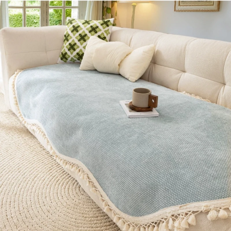 Elegant Sofaovertræk i Chenille med Moderne Quaster