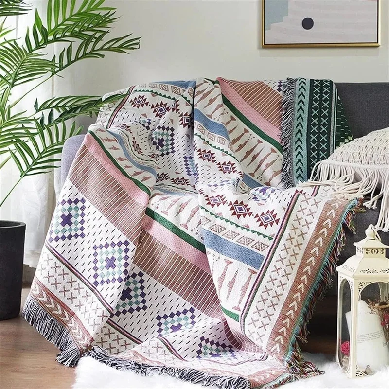 Farverig Tæppeplaid i Holdbar Polyester-Bomuld Mix