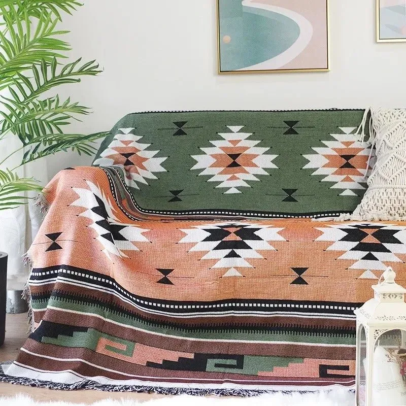 Farverig Tæppeplaid i Holdbar Polyester-Bomuld Mix