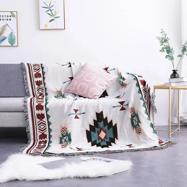 Farverig Tæppeplaid i Holdbar Polyester-Bomuld Mix