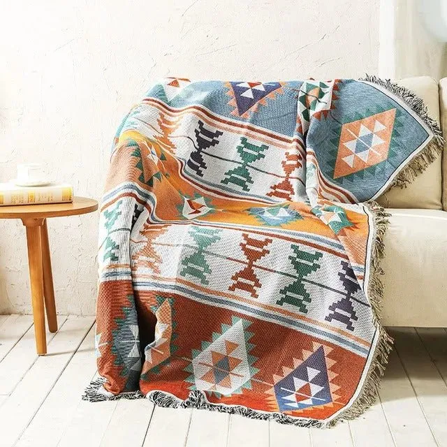 Farverig Tæppeplaid i Holdbar Polyester-Bomuld Mix