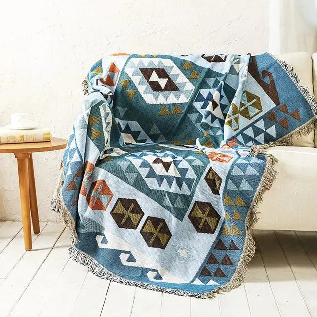 Farverig Tæppeplaid i Holdbar Polyester-Bomuld Mix
