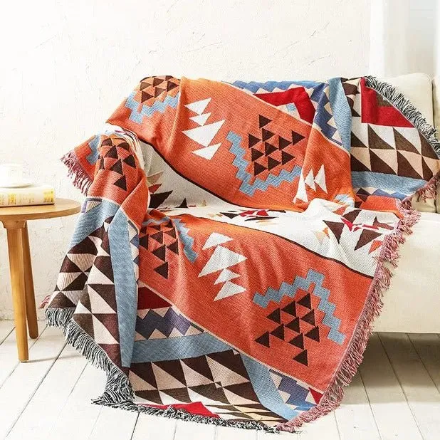 Farverig Tæppeplaid i Holdbar Polyester-Bomuld Mix