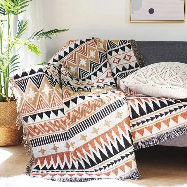 Farverig Tæppeplaid i Holdbar Polyester-Bomuld Mix