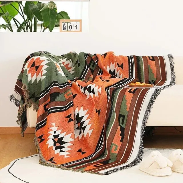 Farverig Tæppeplaid i Holdbar Polyester-Bomuld Mix